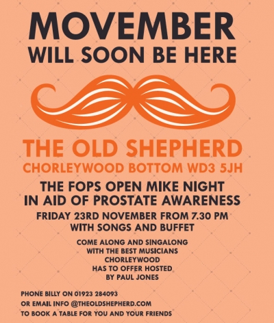 Movember - FOPS Open Mike Night - The Old Shepard photograph